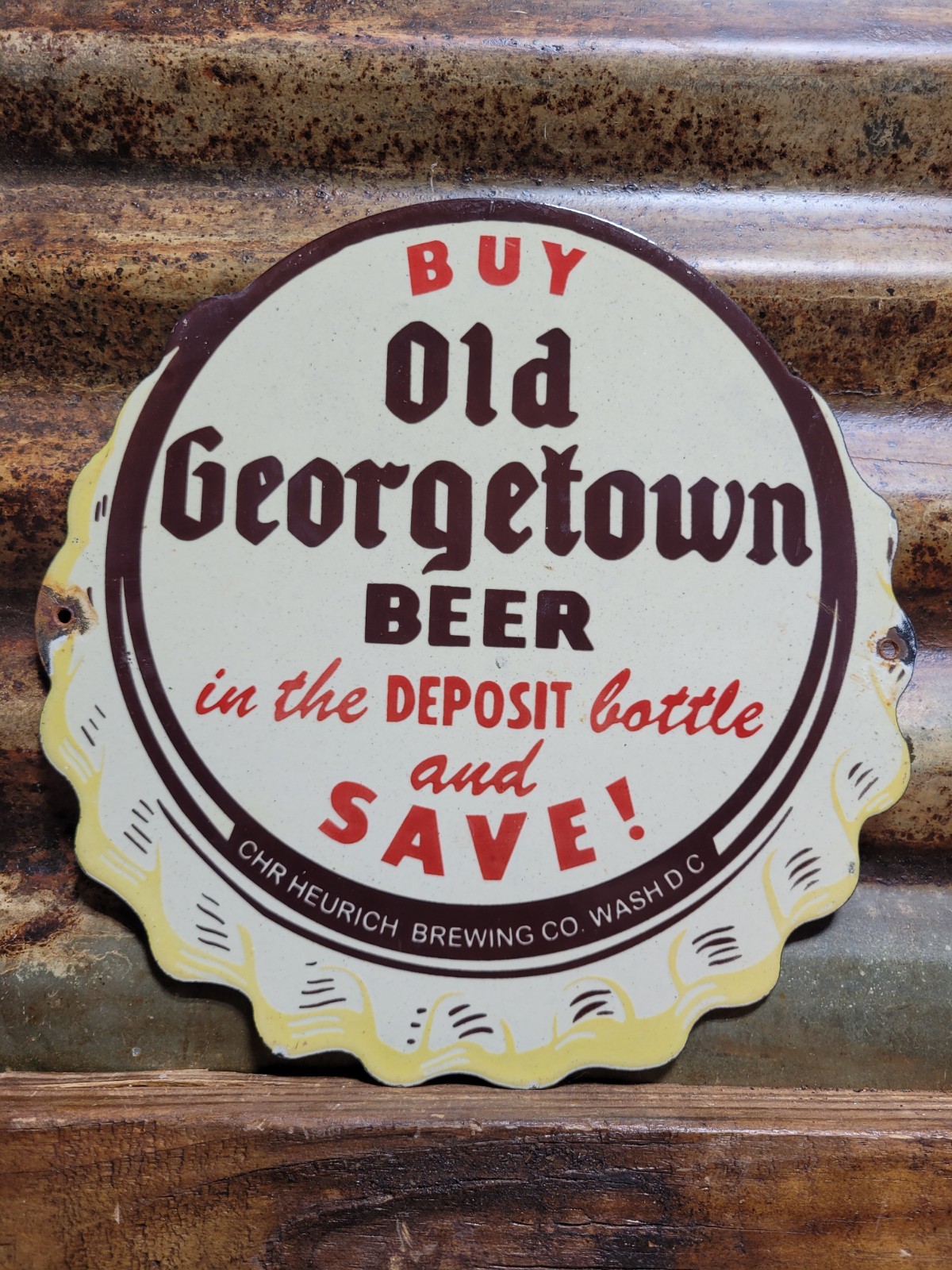 VINTAGE OLD GEORGETOWN BEER PORCELAIN SIGN OLD ALE LAGER ALCOHOL BEVERAGE DRINK
