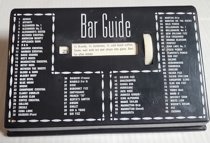 MCM Tabletop Rolodex Bar Guide 1950/60s Bar Aid Bartender Cocktail Guide Recipe MCM Tabletop Rolodex Bar Guide 1950/60s Bar Aid Bartender Cocktail Guide Recipe