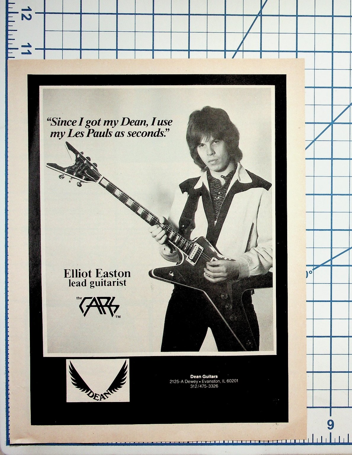 Elliot Easton The Cars Dean Guitars Vintage Ad Ephemera Evanston IL Elliot Easton The Cars Dean Guitars Vintage Ad Ephemera Evanston IL