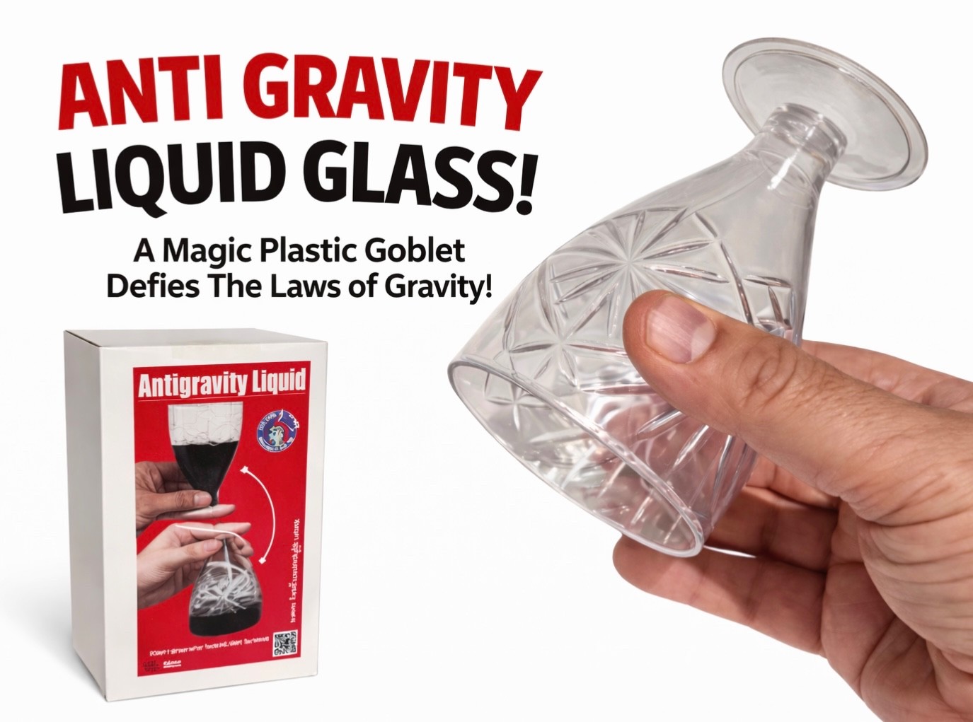 ANTI GRAVITY LIQUID Suspends Magic Trick Science Hydrostatic Plastic Wine Glass
