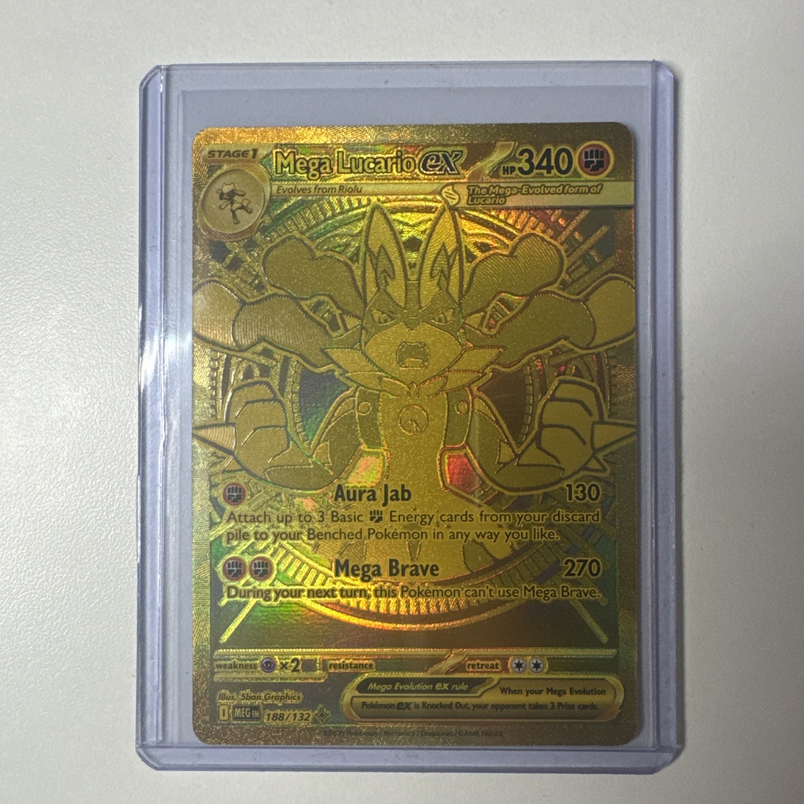 Mega Lucario ex 188/132 Mega Hyper Rare Mega Evolution Pokemon Holo Near Mint Mega Lucario ex 188/132 Mega Hyper Rare Mega Evolution Pokemon Holo Near Mint