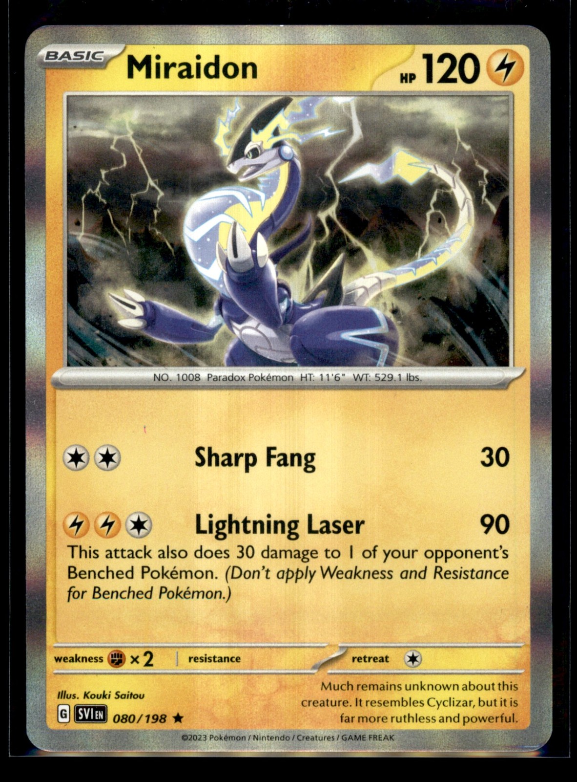 Miraidon - 080/198 - Holofoil - Scarlet & Violet Base Set - NM Miraidon - 080/198 - Holofoil - Scarlet & Violet Base Set - NM