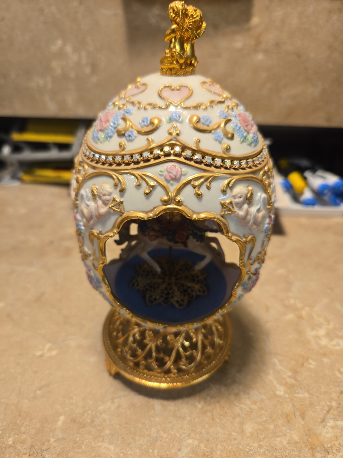 Franklin Mint Faberge Heart Carousel Musical Egg Nice Franklin Mint Faberge Heart Carousel Musical Egg Nice
