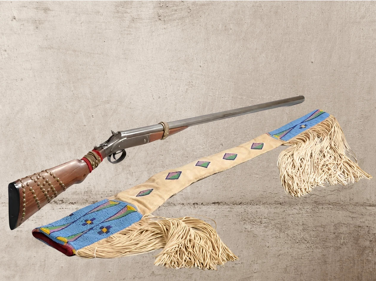 Indian Beaded Native American Style Rifle Scabbard Sioux Suede Leather Gun Cover Indian Beaded Native American Style Rifle Scabbard Sioux Suede Leather Gun Cover