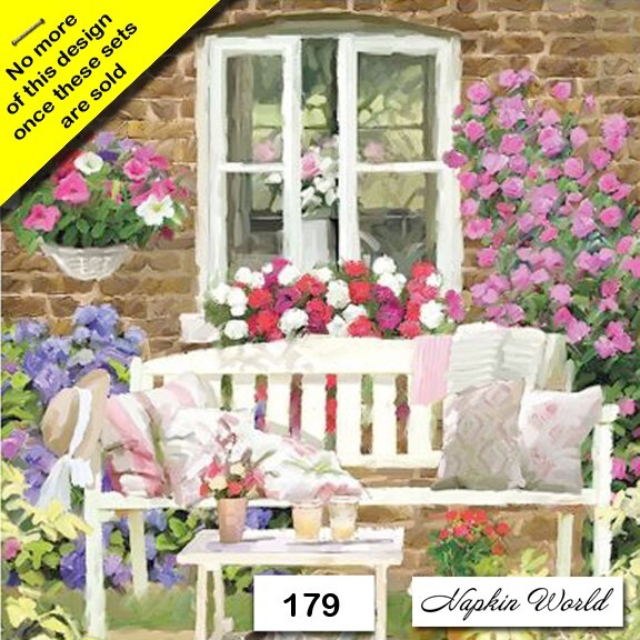 (179) TWO Individual Paper Luncheon Decoupage Napkin - GARDEN BENCH (179) TWO Individual Paper Luncheon Decoupage Napkin - GARDEN BENCH