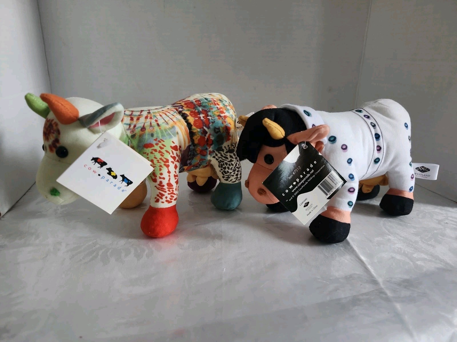 Westland Cow Parade Pair 2001 & 2002 Lady Belle &Rock-n-Roll w/ Tags 7506 & 7512