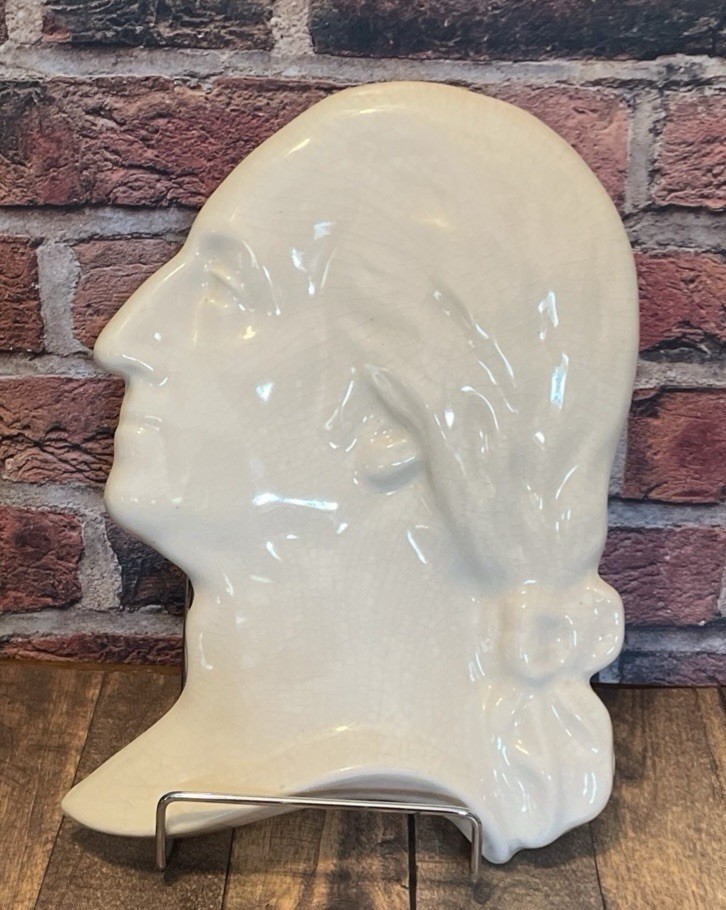 Vintage Handcrafted Ceramic George Washington Profile Silhouette Plaque - 3D
