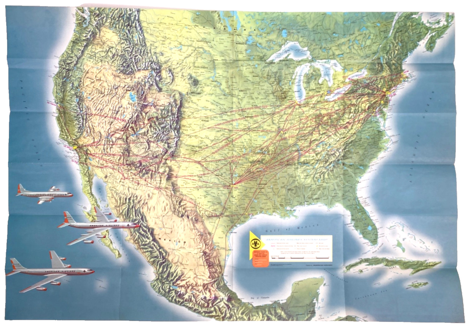 1965 AMERICAN AIRLINES service map & flight information brochure WELCOME ABOARD 1965 AMERICAN AIRLINES service map & flight information brochure WELCOME ABOARD