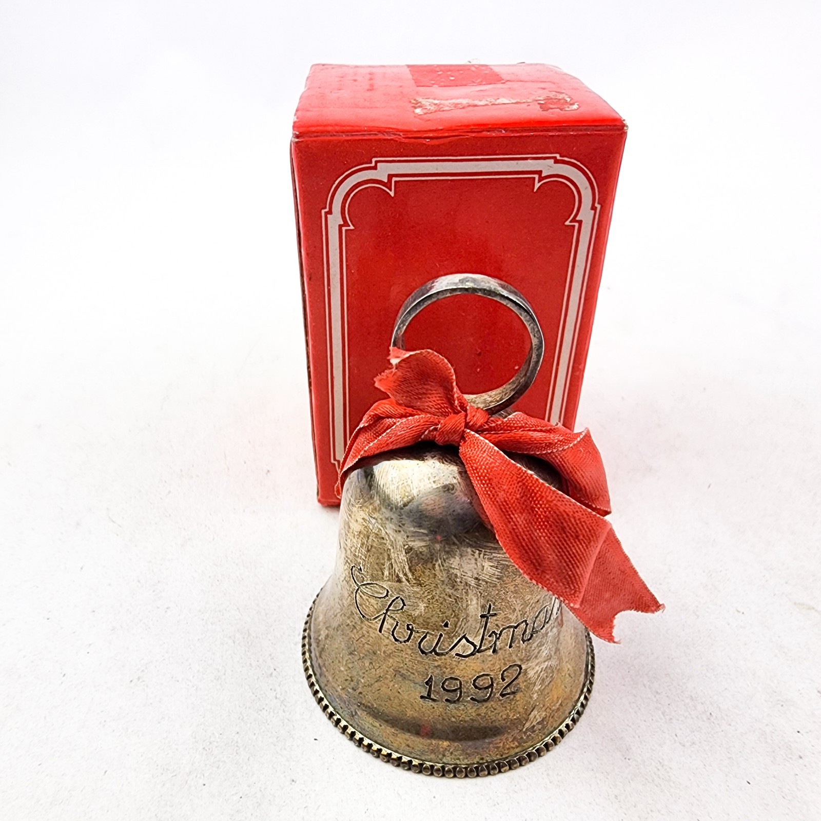 Vintage 1992 International Silver Co Christmas Bell Engraved Silver Plated