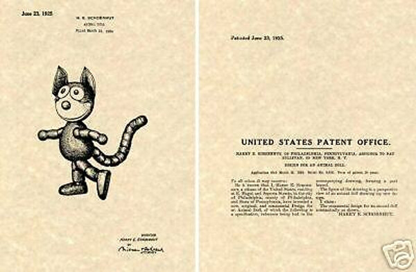 Vintage 1925 FELIX THE CAT PATENT Schoenhut Art Print READY TO FRAME Vintage 1925 FELIX THE CAT PATENT Schoenhut Art Print READY TO FRAME