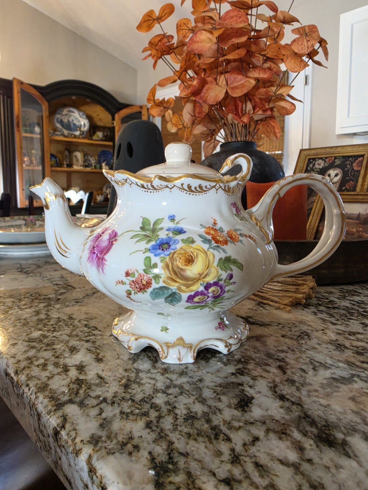 Antique Richard Klemm Dresden Teapot 1880 and 1916.  *Not Original Married Lid*
