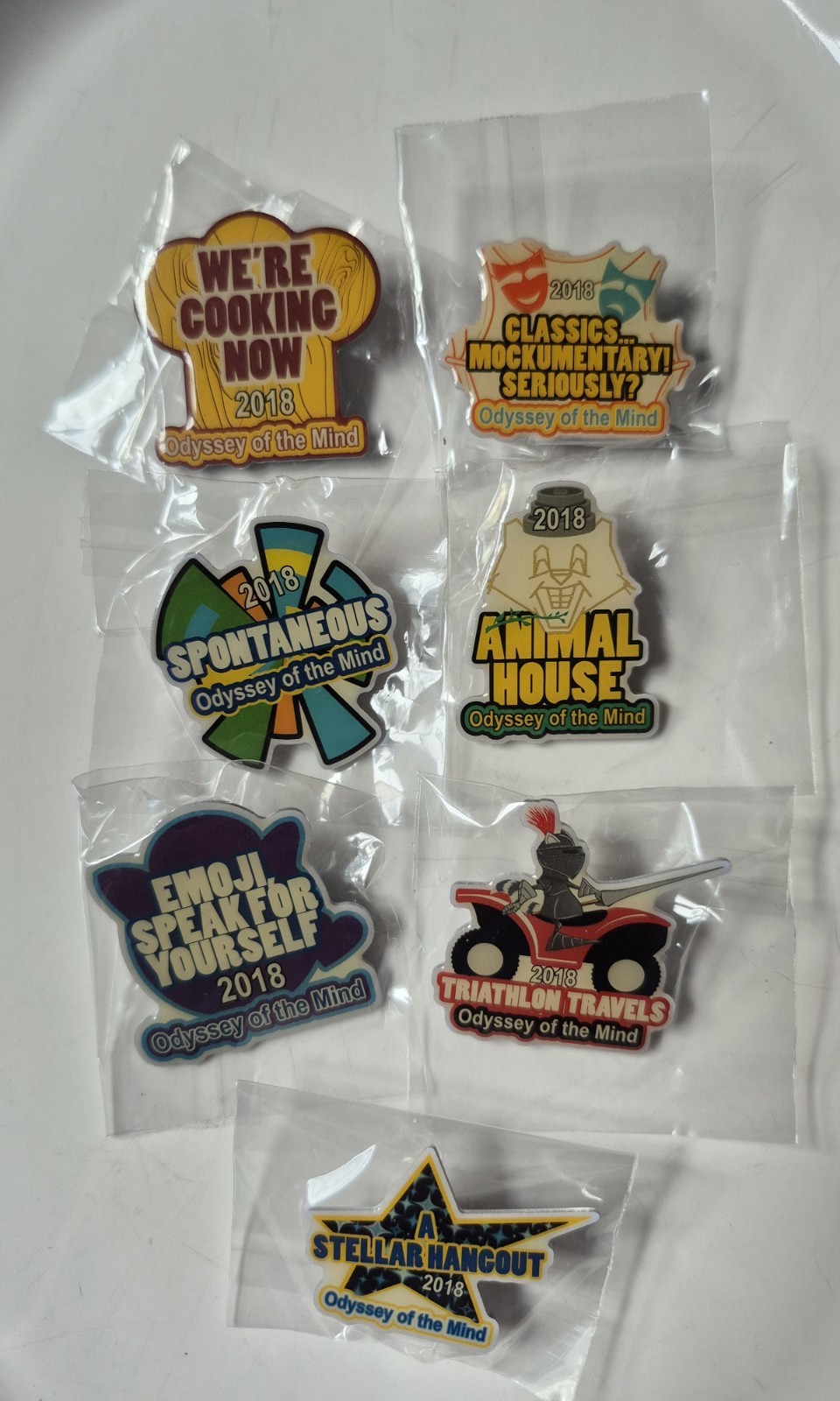 Vintage Odyssey of the Mind 2018 Lapel Pin Pins Lot 7 New OM