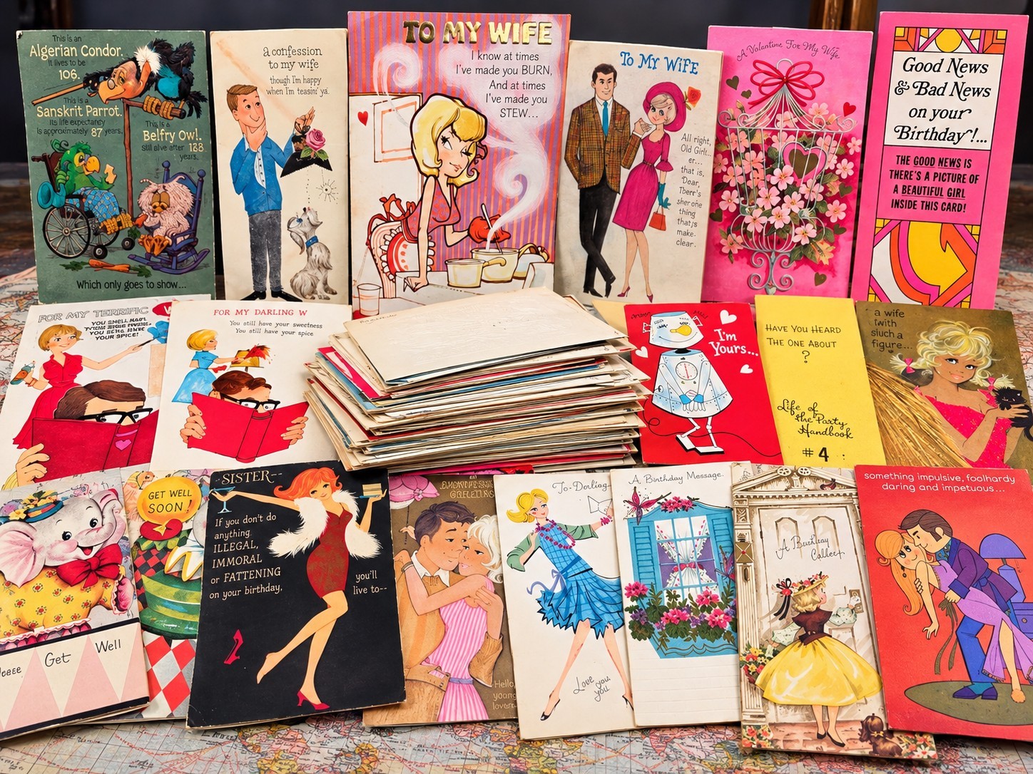 Vintage 1950s 1960s Greeting Cards Lot Hallmark Funny Risque Birthday...