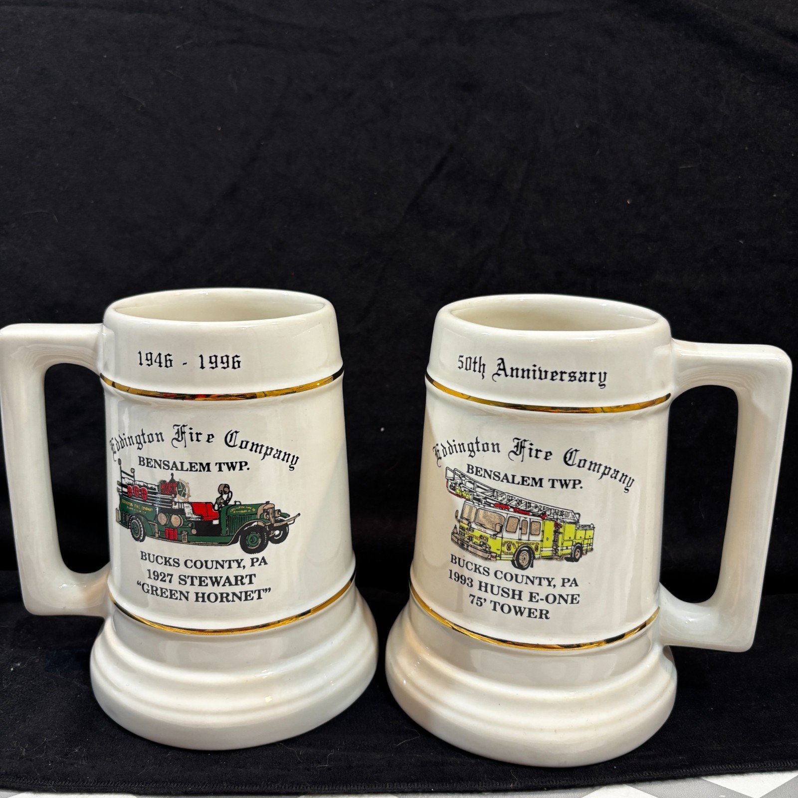 Vintage Set Eddington Fire Company Bensalem Twp PA 50th Anniversary Beer Steins