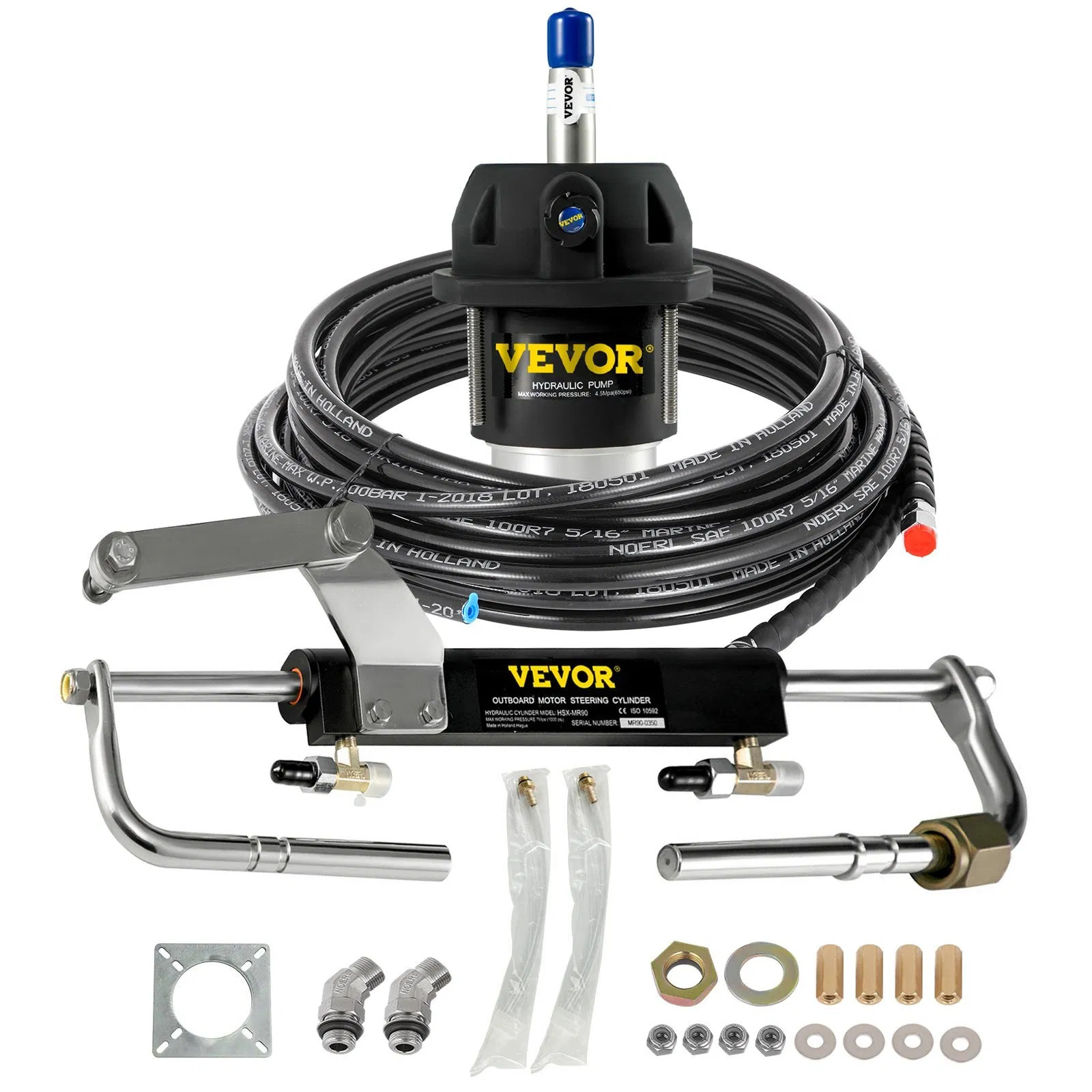 Hydraulic Outboard Steering Kit, 90HP, Marine Boat Hydraulic Steering System, wi Hydraulic Outboard Steering Kit, 90HP, Marine Boat Hydraulic Steering System, wi