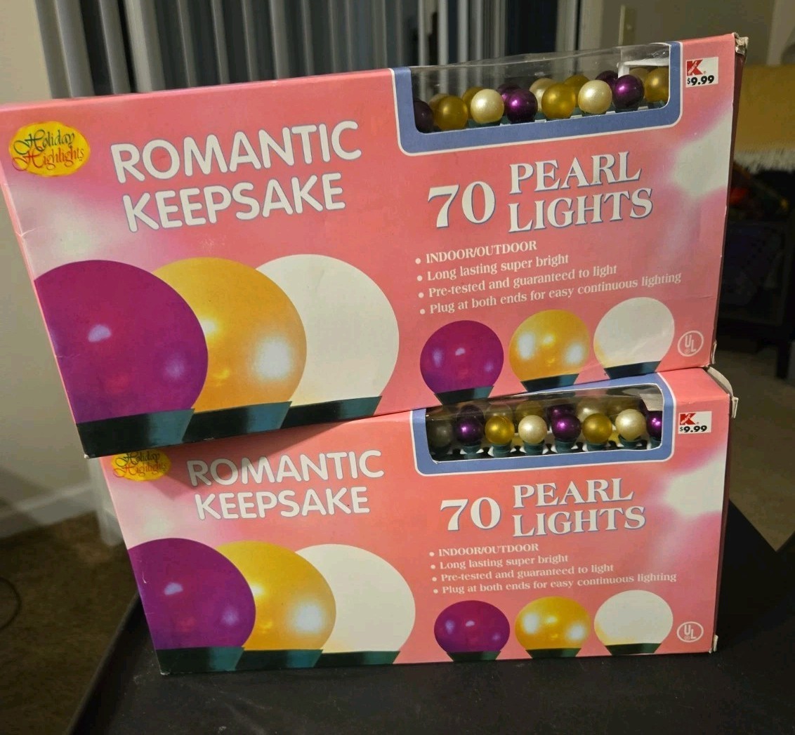 70 Pearl Lights Purple/Gold/White Romantic Keepsake 2 Sets 70 Pearl Lights Purple/Gold/White Romantic Keepsake 2 Sets