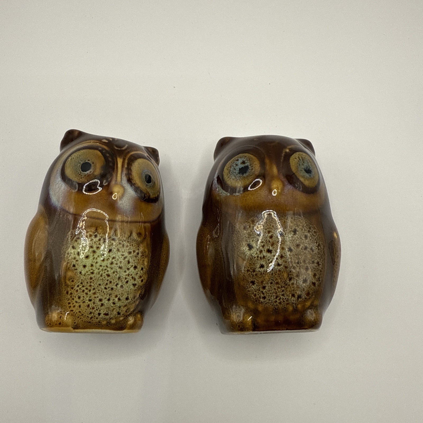 Vintage 197O’s Owl Salt Pepper Shakers Hand Painted Porcelain