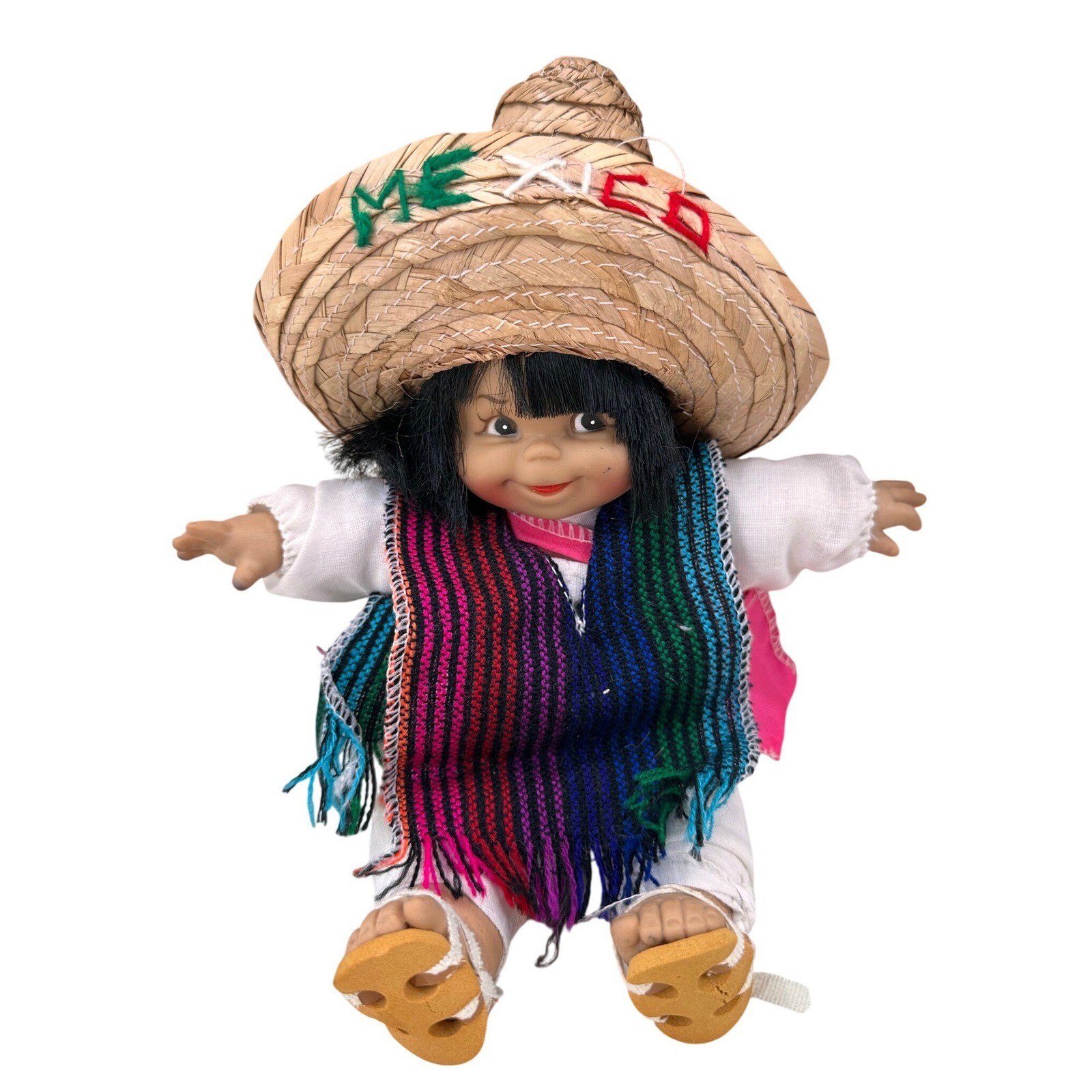 Vintage Munecas Mexicanas Souvenir Doll Mexico Sombrero Serape Huaraches 10 Inch Vintage Munecas Mexicanas Souvenir Doll Mexico Sombrero Serape Huaraches 10 Inch