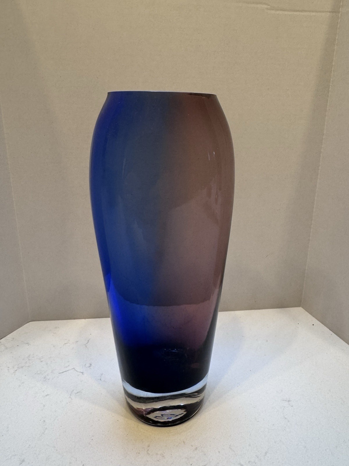 Vintage Two-Toned Mutant Cobalt Blue And Amethyst Tapered Thick Flower Bud Vase Vintage Two-Toned Mutant Cobalt Blue And Amethyst Tapered Thick Flower Bud Vase