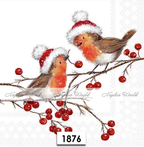 (1876) TWO Paper LUNCHEON Decoupage Art Craft Napkins - CHRISTMAS ROBINS BIRDS (1876) TWO Paper LUNCHEON Decoupage Art Craft Napkins - CHRISTMAS ROBINS BIRDS