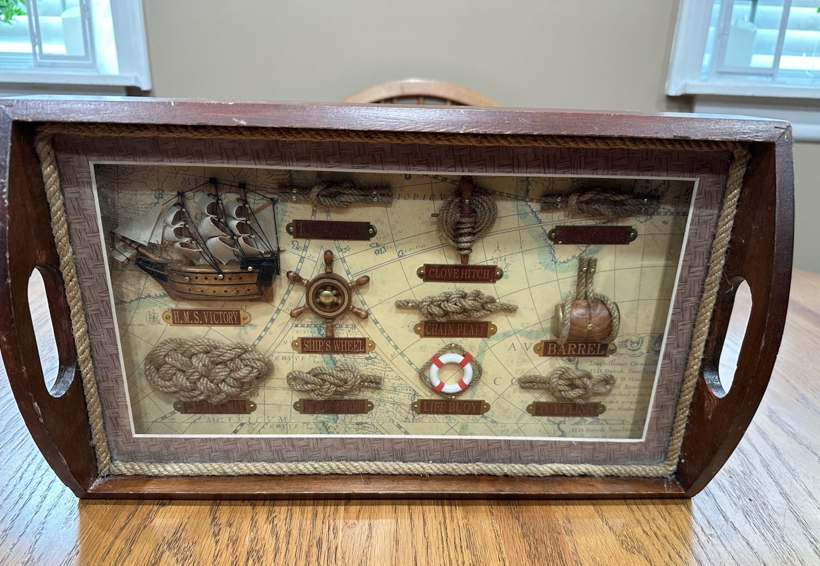 Nautical Knots H.M.S Victory Ship Framed Shadow Box Handles Display Tray Read Nautical Knots H.M.S Victory Ship Framed Shadow Box Handles Display Tray Read