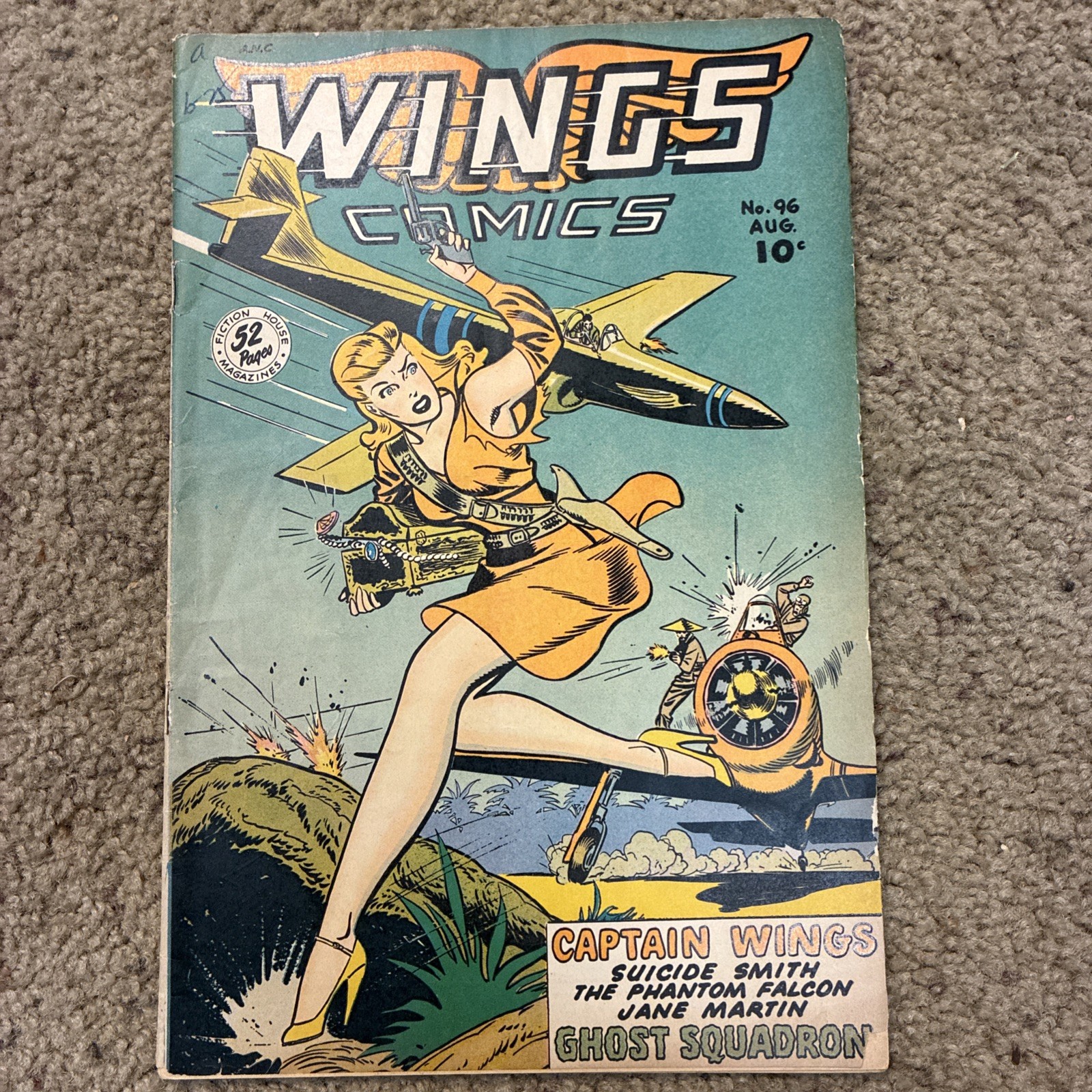 Wings Comics #96 Gal with Gun and Long Legs GGA Cover 1948 War Comic Wings Comics #96 Gal with Gun and Long Legs GGA Cover 1948 War Comic