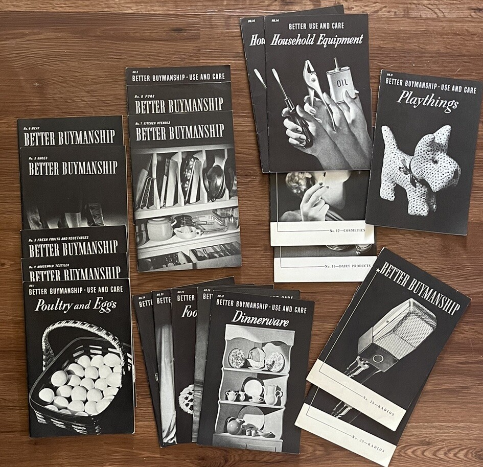 20- 1940\'s Better Buymanship booklets Playthings food fabrics clothing Radio 20- 1940\'s Better Buymanship booklets Playthings food fabrics clothing Radio