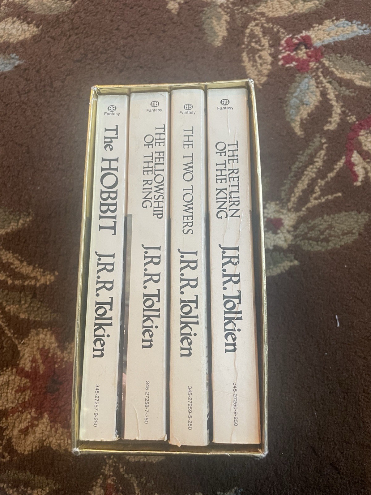 J.R.R. Tolkien Gold Foil 4-Book Box Set the Lord of the Rings Hobbit Vintage