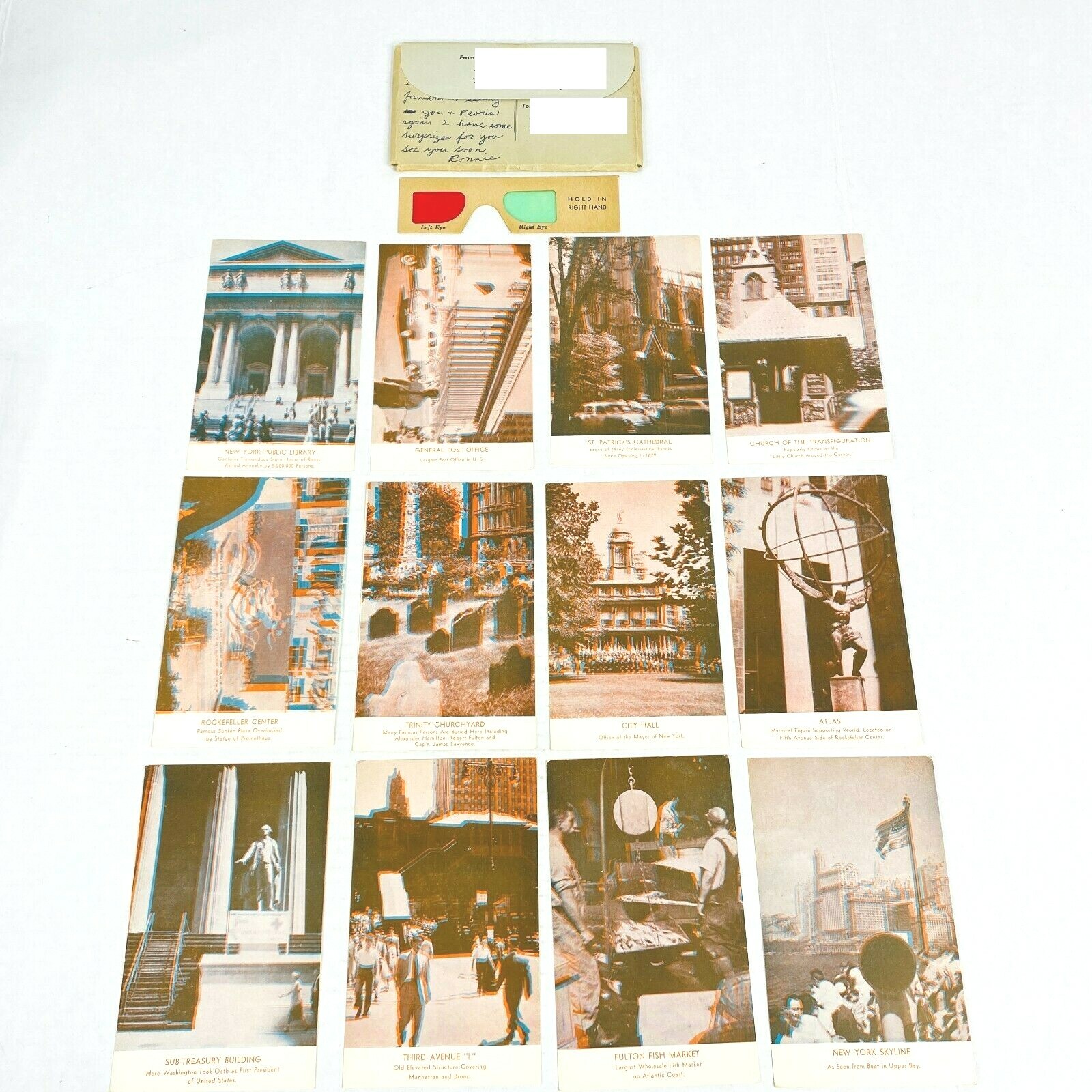 Vintage 1930s 3-D 12 Postcard Set New York City Landmarks Rare Unique Collector Vintage 1930s 3-D 12 Postcard Set New York City Landmarks Rare Unique Collector
