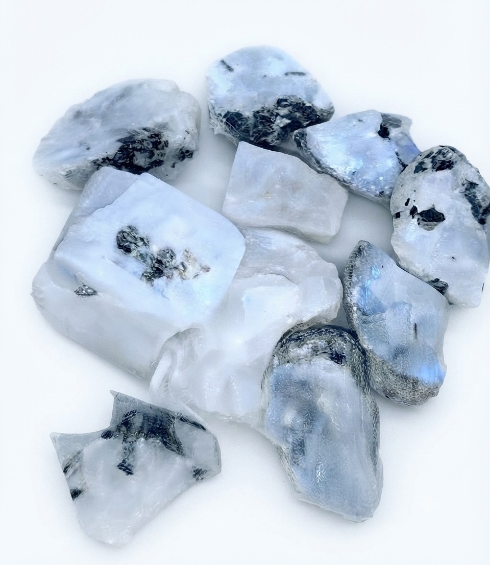 STUNNING NATURAL RAW RAINBOW MOONSTONE 