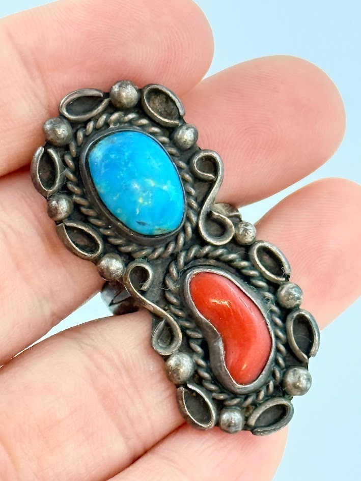 Vintage 925 Sterling Silver Southwestern Ring Size 6.75 Statement Old Pawn 10G