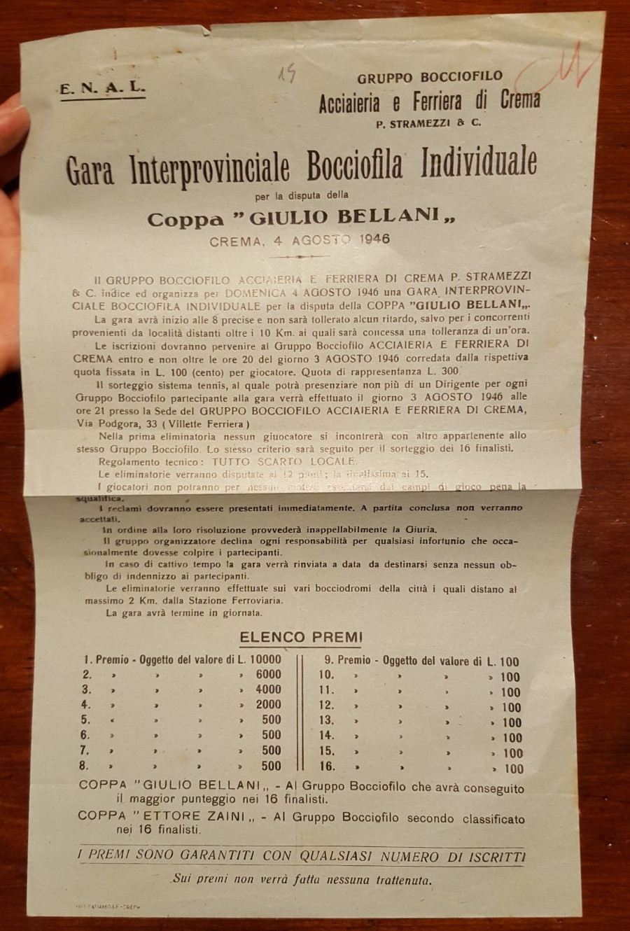 17484-FLYER, STEEL AND CREAM IRONWORKS, BOWLING RACE, BELLANI CUP 17484-FLYER, STEEL AND CREAM IRONWORKS, BOWLING RACE, BELLANI CUP