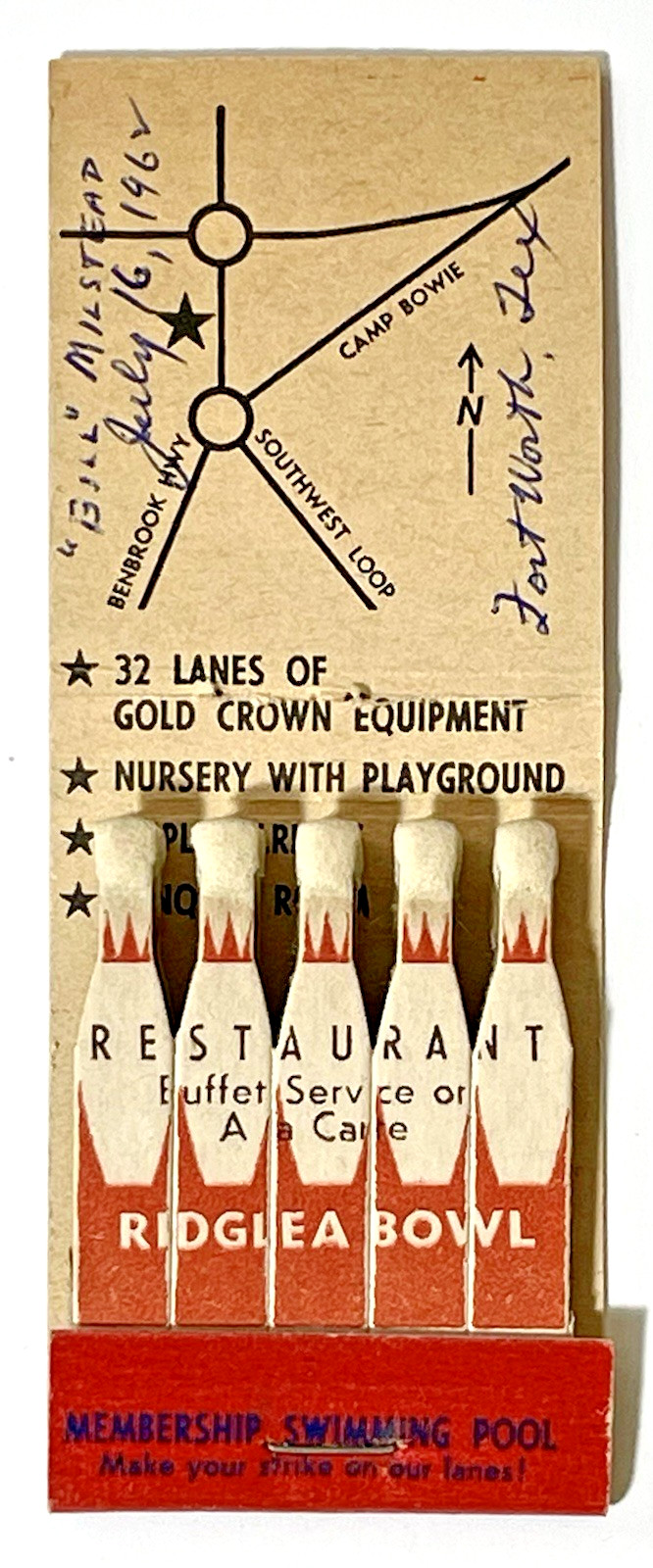 RARE CAMP BOWIE, TEXAS- RIDGLEA BOWL, BOWLING LANE STRIKER RARE CAMP BOWIE, TEXAS- RIDGLEA BOWL, BOWLING LANE STRIKER