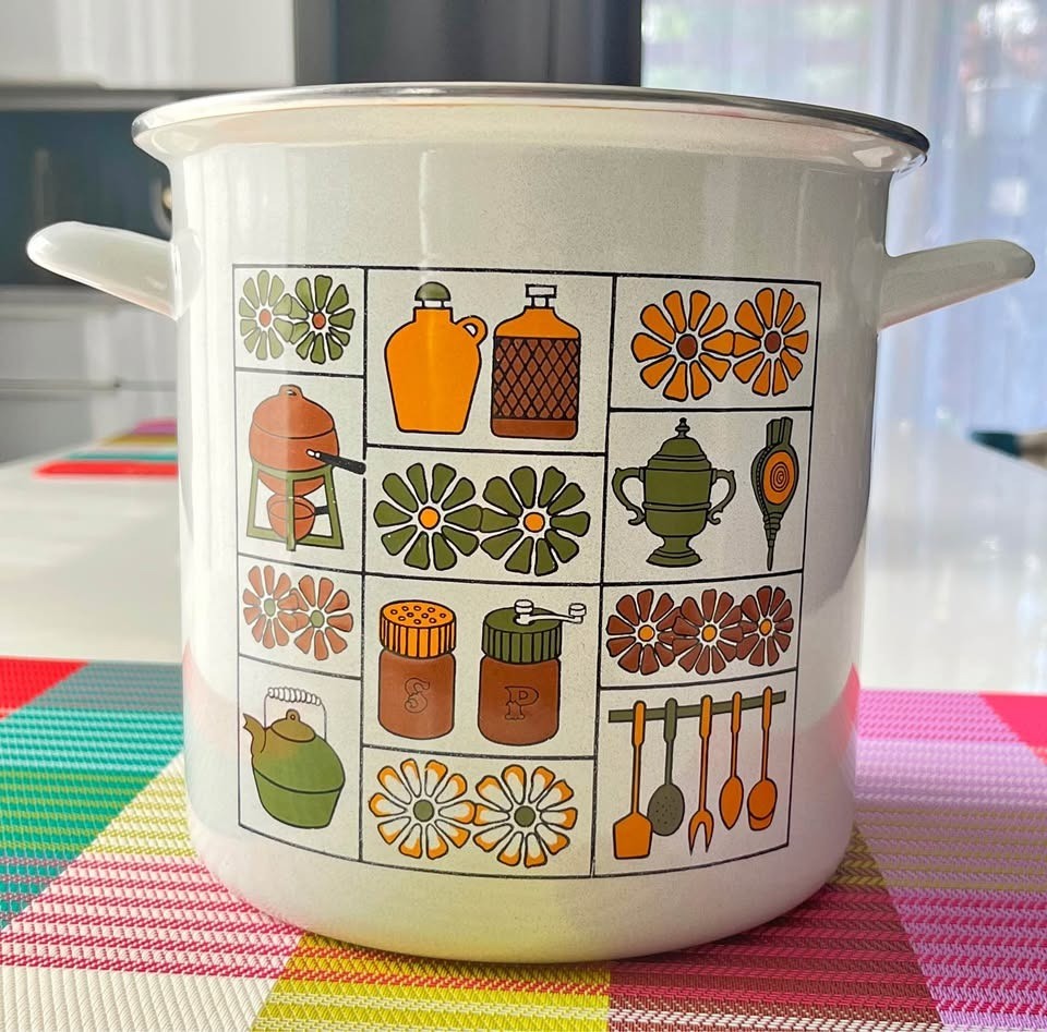 Vintage 70\'s GHC Cookware Group Enamel steamer POT MCM Vintage 70\'s GHC Cookware Group Enamel steamer POT MCM