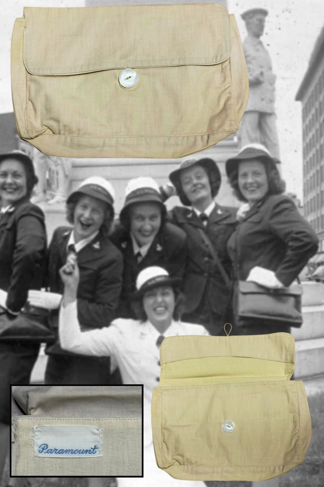Original WWII USN NAVY WAVE WHITE PURSE HANDBAG COVER