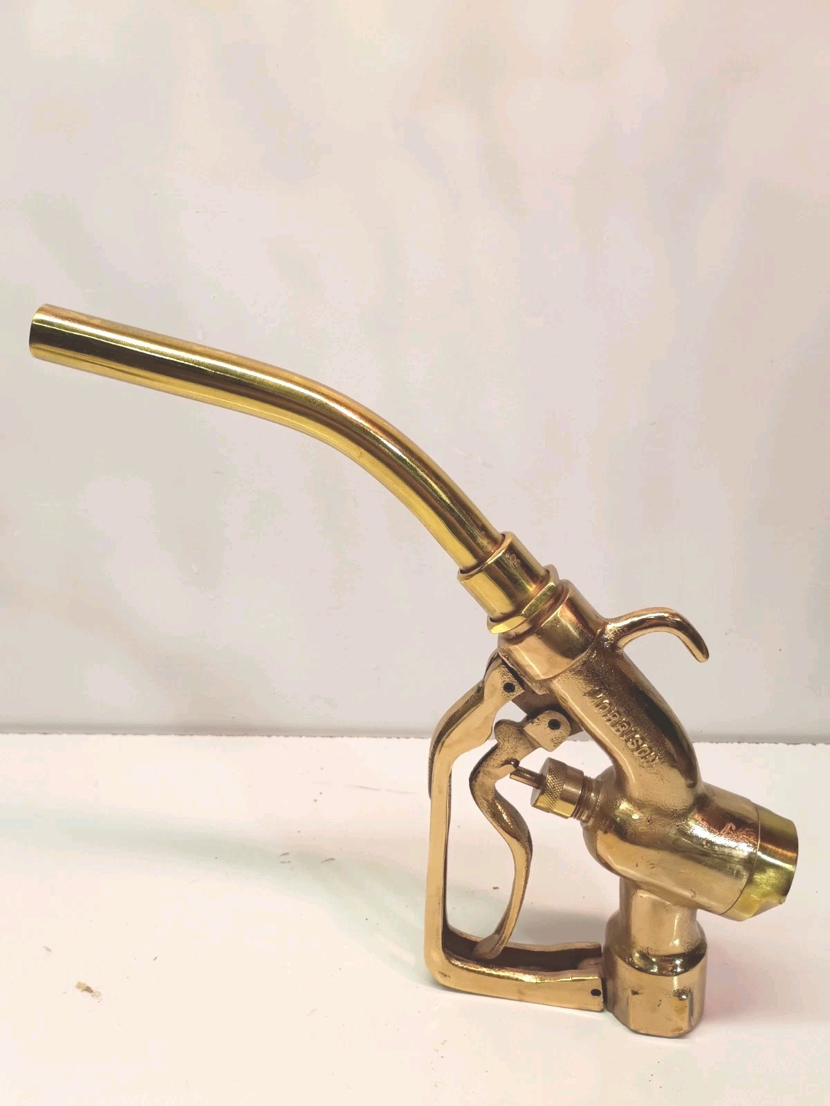 Vintage Brass Morrison Bros Dubuque Gas Pump Nozzle Handle Mirror Shine Restored