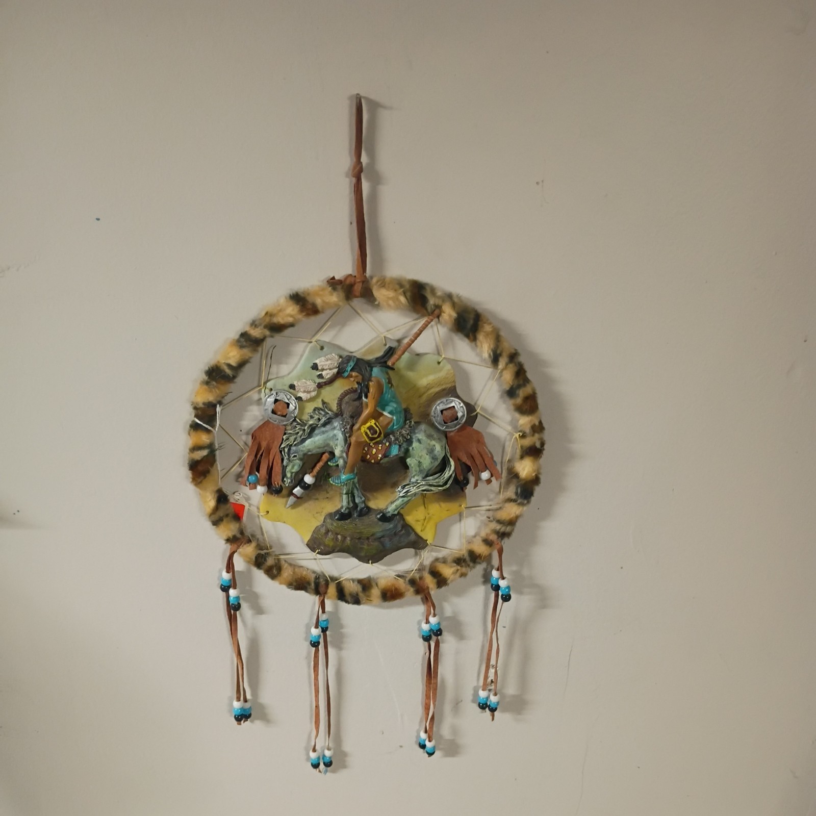 Vintage Dream Catcher w/ Ceramic Center Plaque Vintage Dream Catcher w/ Ceramic Center Plaque