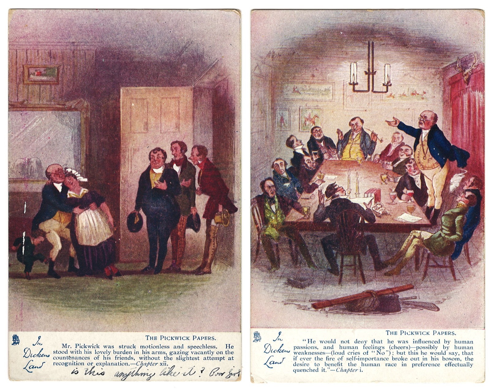 2 Literature: Author Charles Dickens, Pickwick Papers, Tuck Oilettes, Pre-1908.