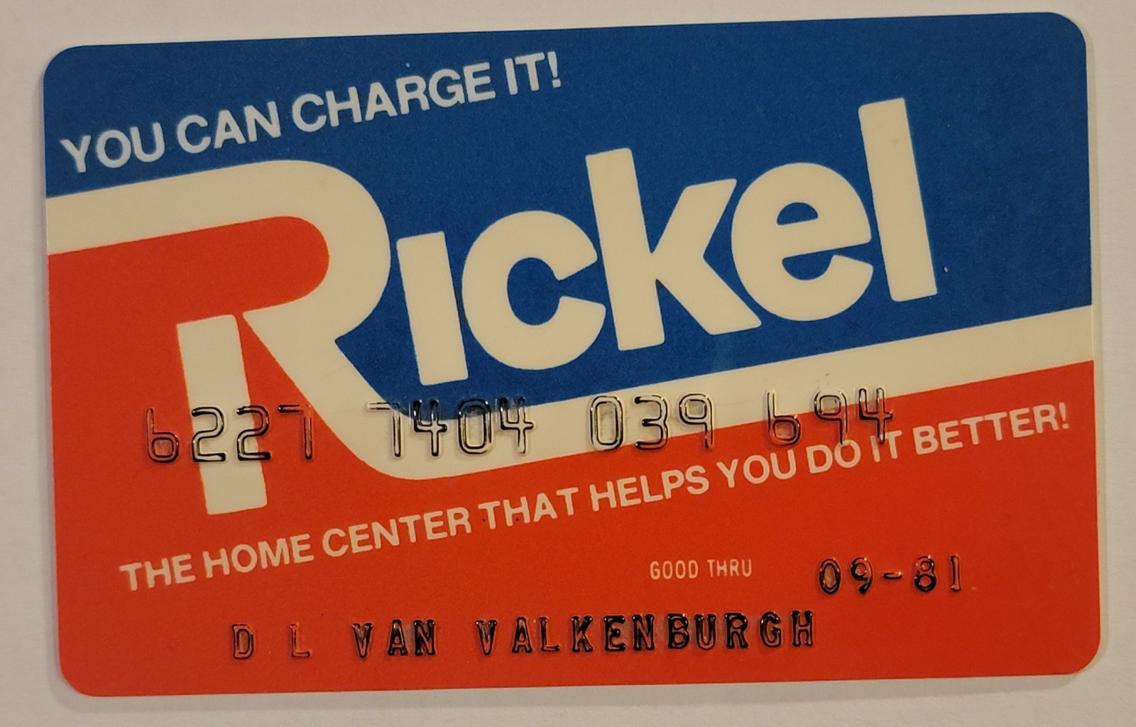 Vintage Rickel Home Center Credit Charge Card Expired 1981 - Rare Ephemera Vintage Rickel Home Center Credit Charge Card Expired 1981 - Rare Ephemera