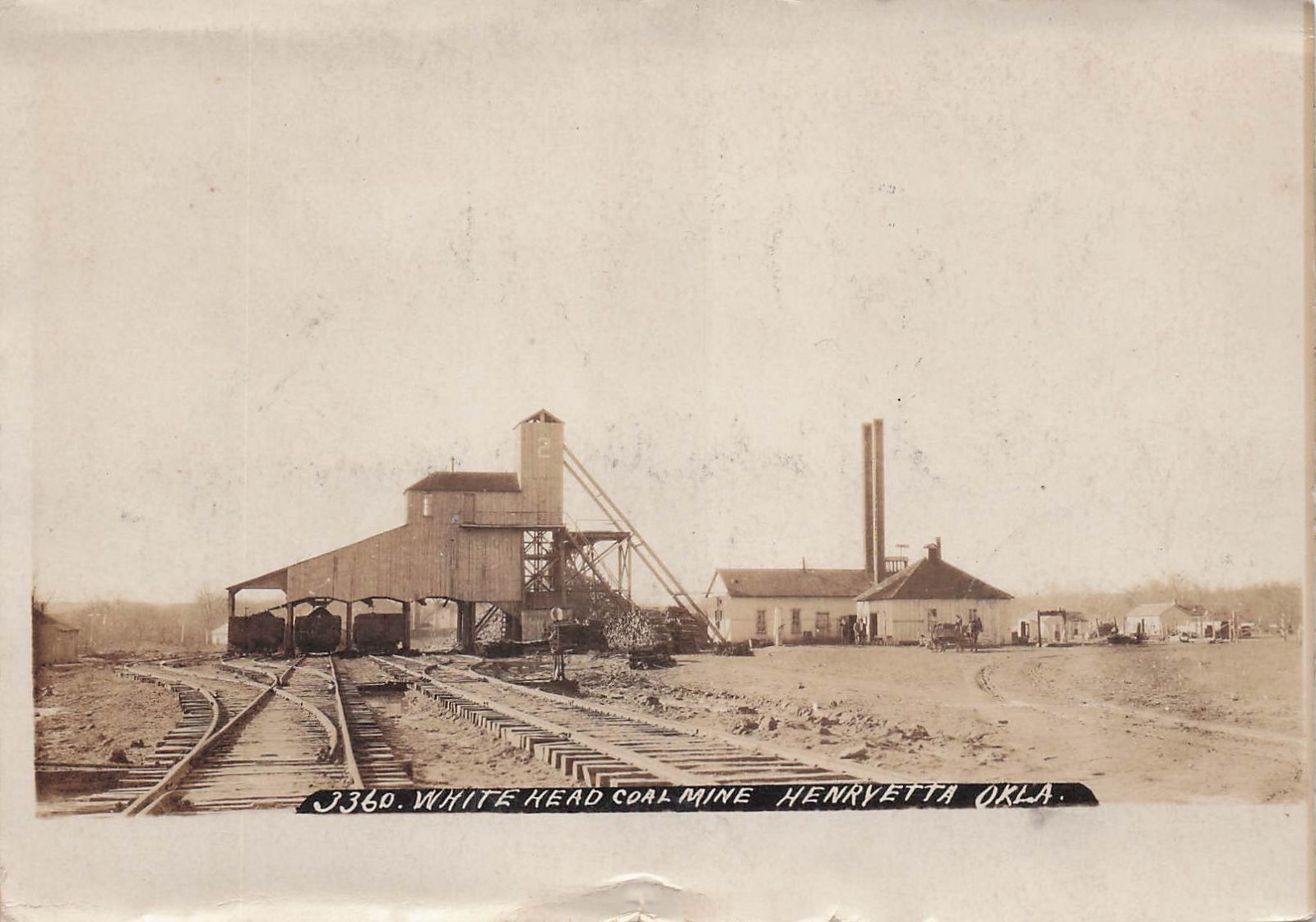 Whitehead Coal Mine Henryetta Oklahoma Railroad Train Tracks Photo Postcard 45A