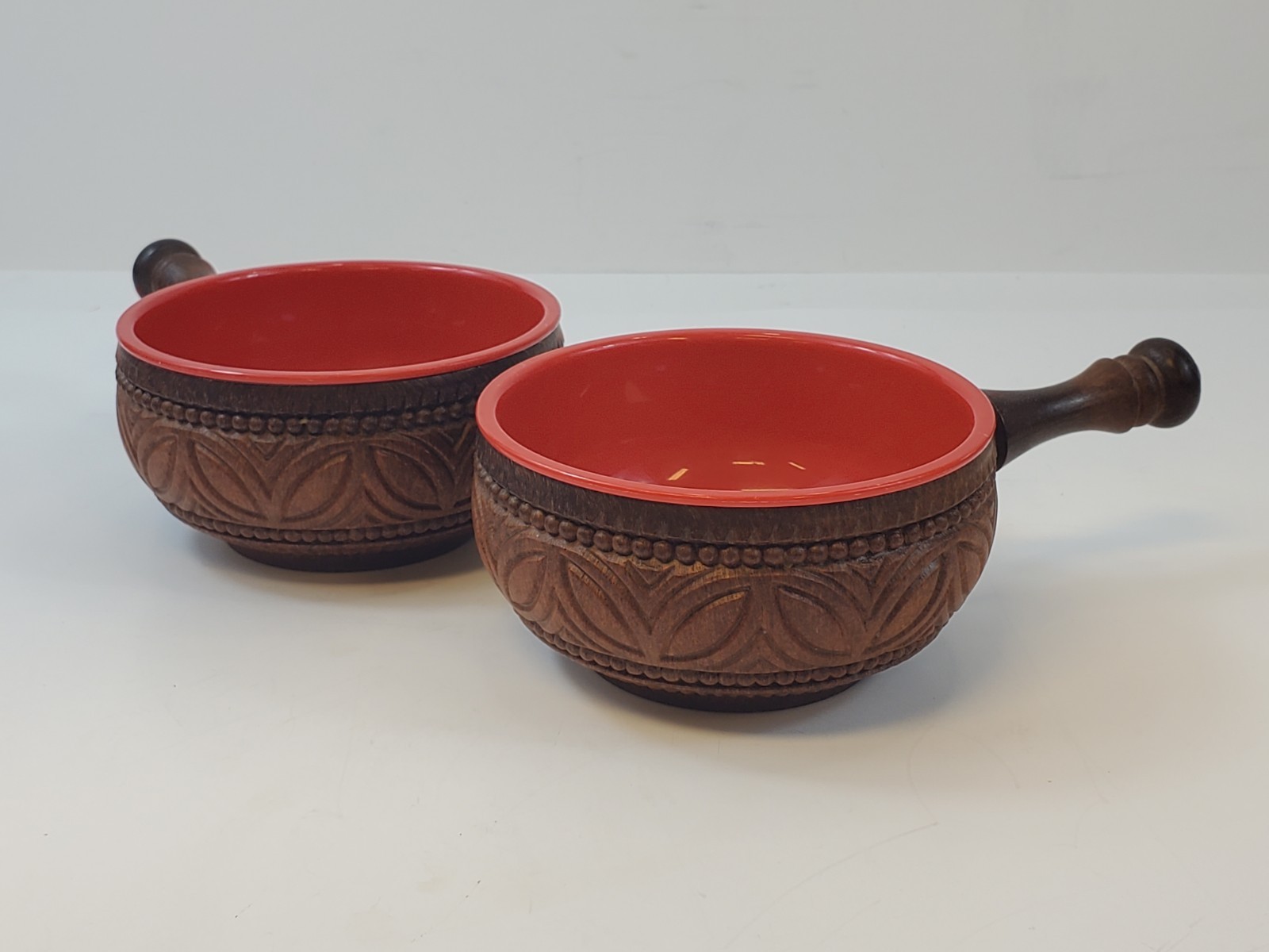 Vintage EMSA West Germany Serving Bowls With Handle Set of 2 Colorful Plastic