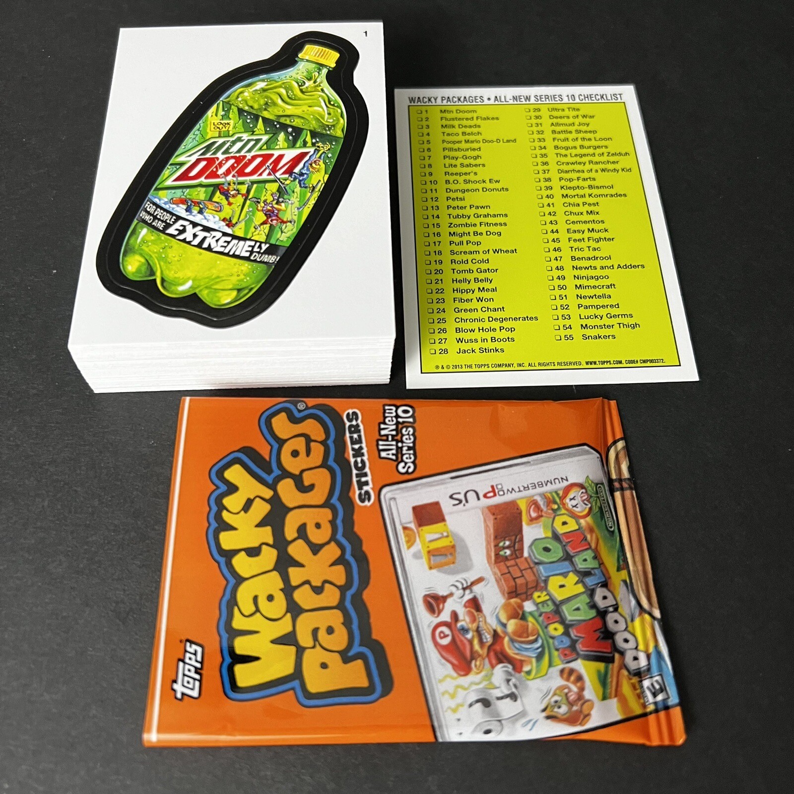 2013 WACKY PACKAGES ANS 10 ALL NEW SERIES 10 COMPLETE SET 55 CARDS +WRAPPER