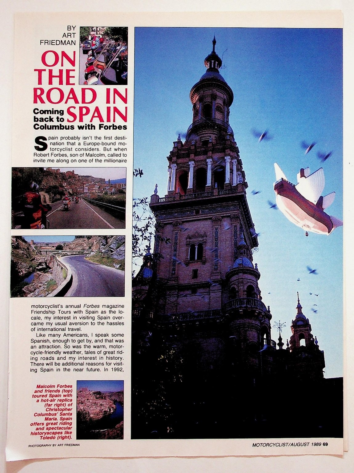 1989 Malcolm Forbes Spain Motorcycle Tour Magazine Article Ephemera 1989 Malcolm Forbes Spain Motorcycle Tour Magazine Article Ephemera