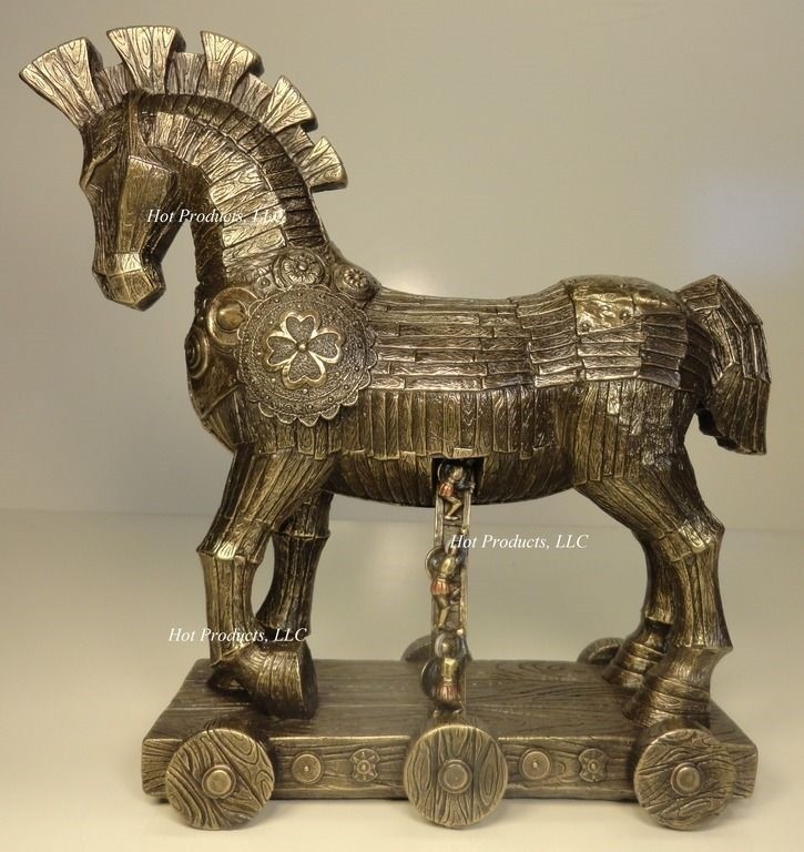 11 inch Trojan Horse Battle of Troy Greek Mythology Statue Bronze Finish 11 inch Trojan Horse Battle of Troy Greek Mythology Statue Bronze Finish