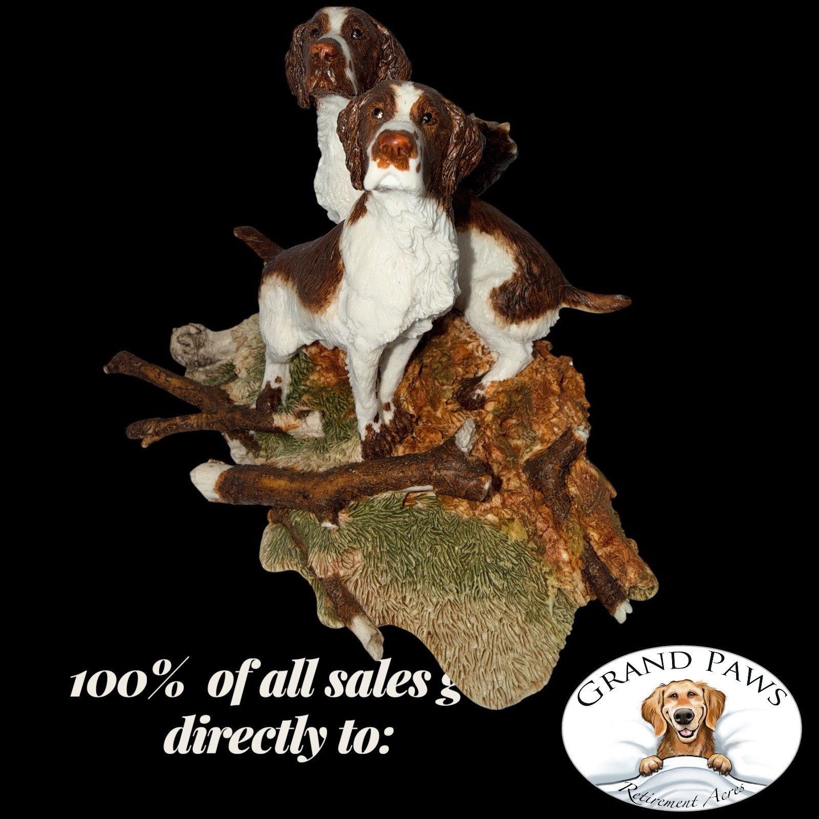 Vintage Sherratt & Simpson England 2 Springer Spaniel Dogs Figurine Hunting 6”