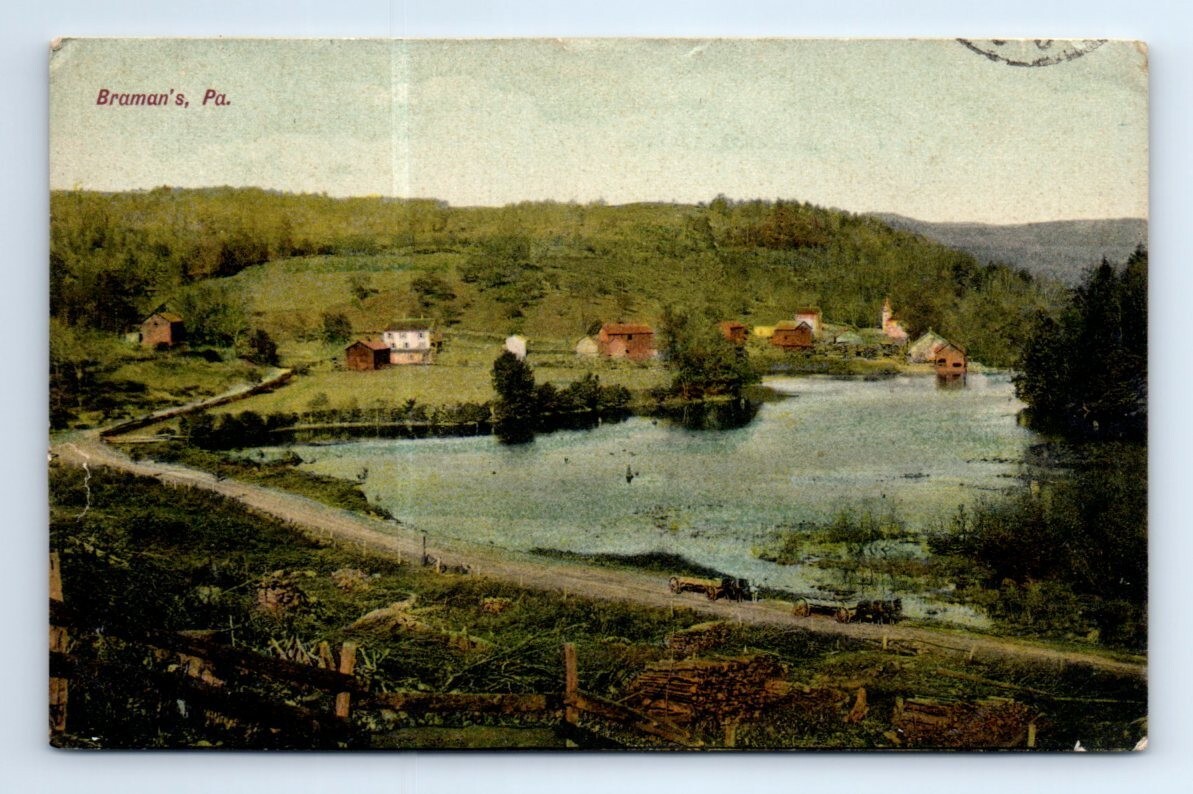 Braman\'s Lake PA Pennsylvania West Chester Lake View Postcard 1909 Germany Braman\'s Lake PA Pennsylvania West Chester Lake View Postcard 1909 Germany