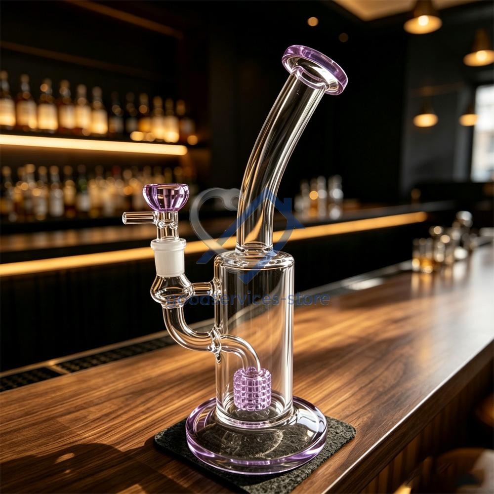 10in Glass Water Pipe Bong Purple Clear Recycler 14mm Vortex Smoking Bubbler
