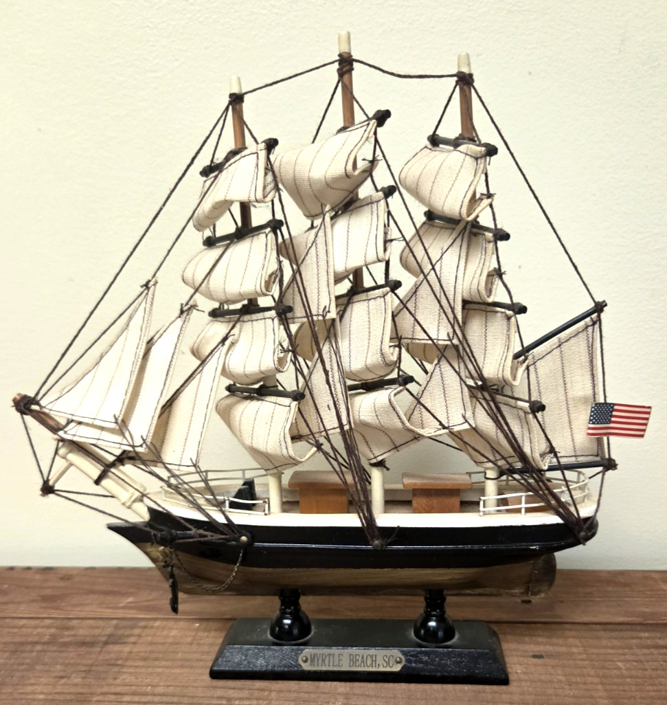 Classic Tall Ship on Stand Myrtle Beach SC Souvenir Vintage