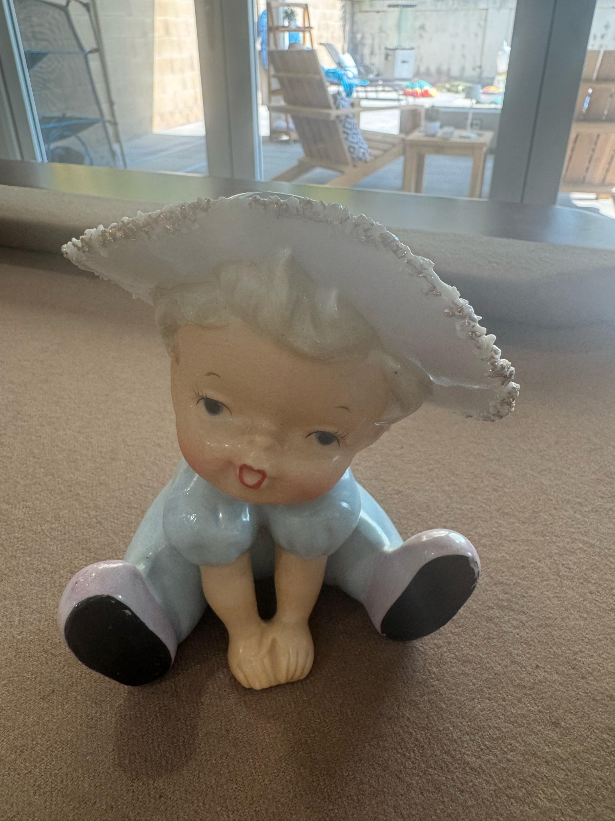 1950's Little Girl Blue Dress Pink Shoes Head Vase Japan