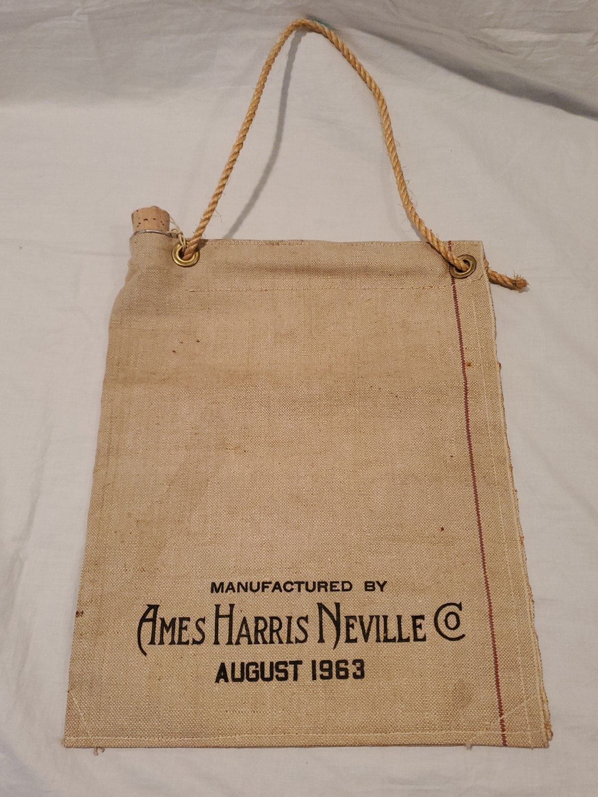 RARE Vintage Ames Harris Neville Co Water Bag August 1963